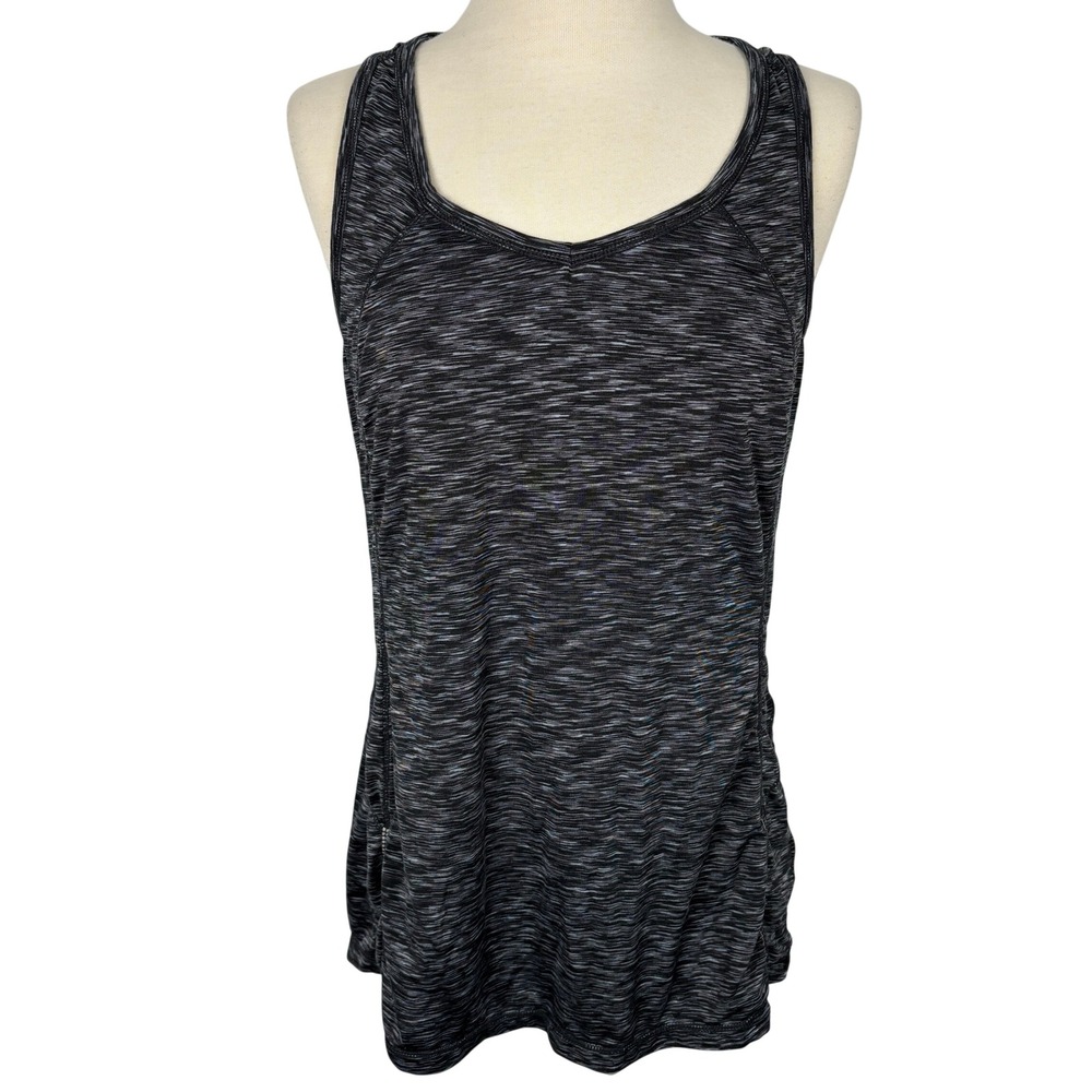 Tangerine Athletic Tank Top Womens Large Racerback Stretch Zip Back Pocket